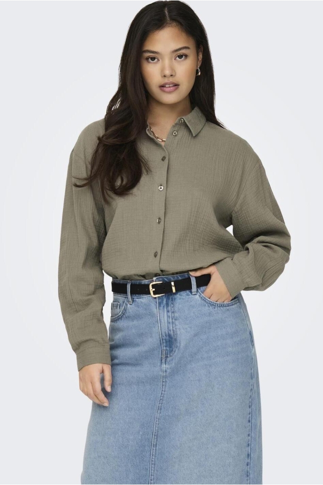 JDYTHEIS LIFE L/S LOOSE SHIRT WVN N 15271018 BRINDLE